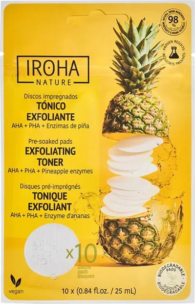 Iroha Nature Tampoane tonice faciale exfoliante, 10 bucăți