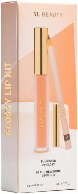 NL Beauty Set Glossy - Creion The New Nude și luciu de buze Sunkissed, 1.5 g + 3.7 ml