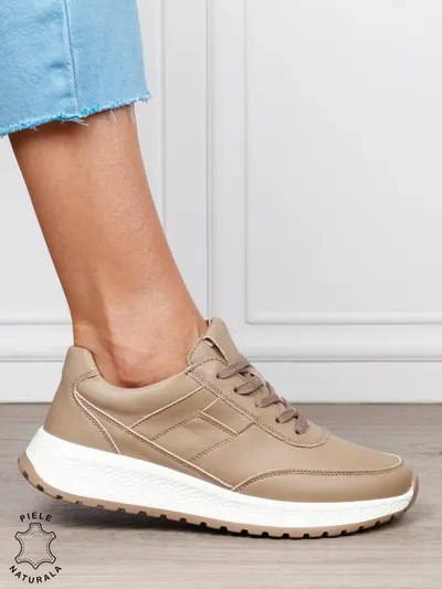 Pantofi sport din piele naturală pentru confort și stil CRL1813 KHAKI