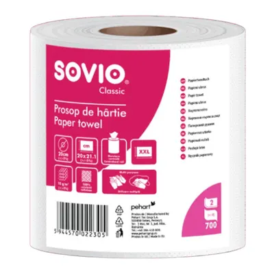 Monorola Hartie Sovio, 700 Foi, 21 x 20 cm, 140 m, 2 Straturi, 6 Role