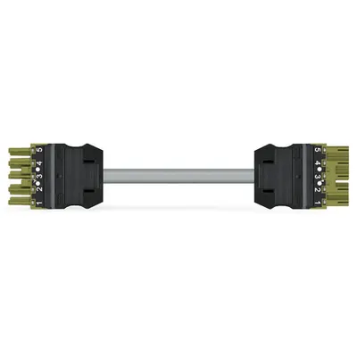 pre-assembled interconnecting cable; Eca; Socket/plug; 5-pole; Cod. B; 1 m; 1,50 mm²; light green