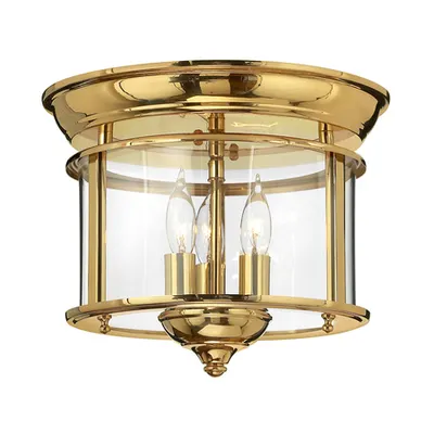 Corp de iluminat decorativ pentru exterior, Gentry 3 Light Flush Mount – Polished Brass