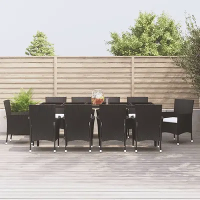Gossi set mobilier de exterior cu perne, 11 piese, negru, poliratan