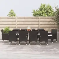Gossi set mobilier de exterior cu perne, 11 piese, negru, poliratan