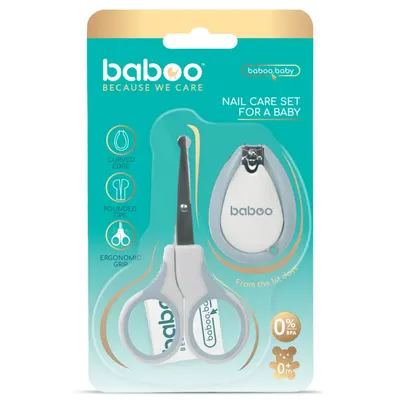 Set ingrijire unghii bebe cu forfecuta si unghiera Baboo Albastru 0 luni+