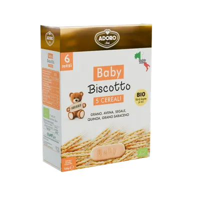 Biscuiti pentru bebelusi Bio 5 Cereale, 100g, Adoro Bimbi