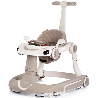 Premergator 5 in 1 pentru copii Chipolino Happy Walker Beige cu sezut ajustabil pe inaltime, maner parental detasabil, panou muzical