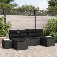Gossi set de canapea de gradina cu 6 piese si perne - ratan poli negru