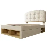 Pat tapițat 90x200 cu reglare pe înălțime în 3 trepte, Bej | Aosom Romania