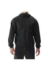 Jacheta barbateasca casual - gluga ajustabila - neagra - poliester