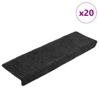 vidaXL Covorașe scări autoadezive, 20 buc., 65x21x4 cm, gri închis, cu margine dreptunghiulară