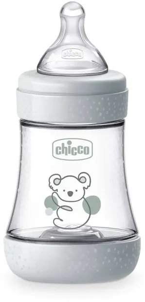 Biberon Chicco Perfect 5 - debit lent, 150 ml, 0+ luni, gri/alb