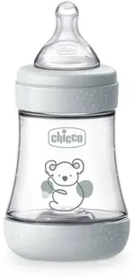 Biberon Chicco Perfect 5 - debit lent, 150 ml, 0+ luni, gri/alb
