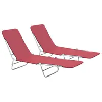 Gossi sezlonguri de plaja pliabile, 2 buc., rosu, otel & textil