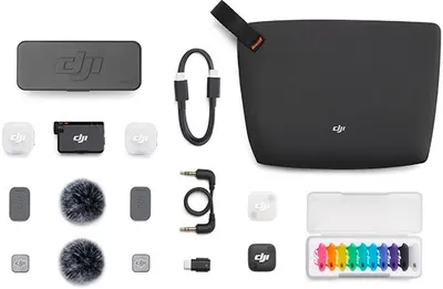 Microfon DJI - Mic Mini 2, 2 TX + 1 RX + Charging Case, negru