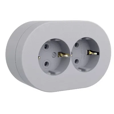 Priza Schuko Dubla PT xOne Ovivo OV00912, 16A, 250V, IP54, gri
