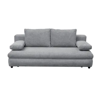 Canapea extensibila OLIMP, 3 locuri, cu arcuri si lada depozitare, gri deschis, 203x100x85 cm
