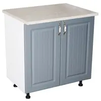 Masca pentru chiuveta cu 2 usi 80 cm Zebra, Alb/MDF Gri cu blat Travertin, 80 x 85 x 60 cm