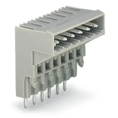 THT male header for double-deck assembly; 1.0 x 1.0 mm solder pin; angled; Pin spacing 5 mm; 8-pole; gray
