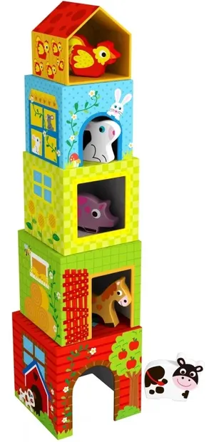 Cuburi educative Woopie - Fermă, 10 piese