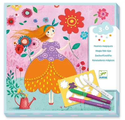 Set de desen Djeco - Frumoasele rochii ale Mariei, cu 8 carioci