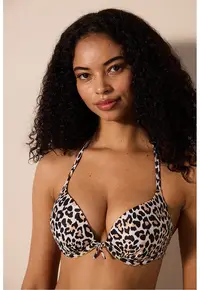 Sutien cu animal print - Negru/Roz somon/Alb murdar
