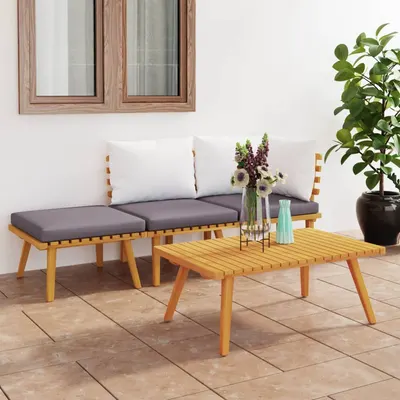 Gossi set mobilier de gradina cu perne, 4 piese, lemn masiv de acacia