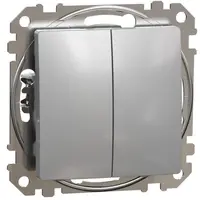 Intrerupator dublu 10AX, Schneider, SDD113105,Sedna Design, aluminiu