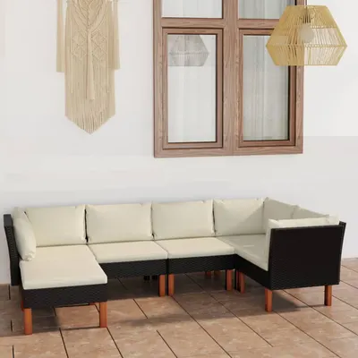 Gossi set mobilier de gradina cu perne, 6 piese, negru, poliratan