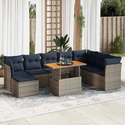 Gossi set mobilier gradina cu perne, 6 piese, gri, poliratan