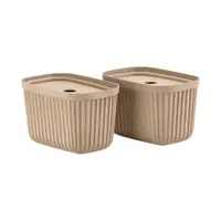Cutii de depozitare maro deschis 2 buc. cu capac 23x16x20,5 cm Pulp – Zone