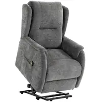 HOMCOM Fotoliu TV relax cu funcție de ridicare pentru seniori, aspect chenille, cu telecomandă și buzunare laterale, Gri închis | Aosom Romania