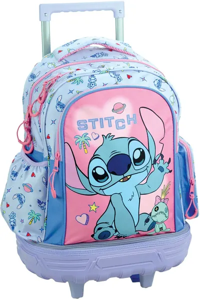 Ghiozdan cu roți GIM Stitch - Tropical, cu suport detașabil