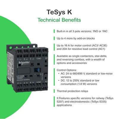Contactor Tesys Lc1-K - 3 Poli - Ac-3 440 V 12 A - Bobina 380 - 400 V C.A.