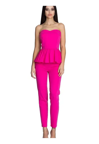 Pantaloni dama - Poliester/Viscoza - Roz