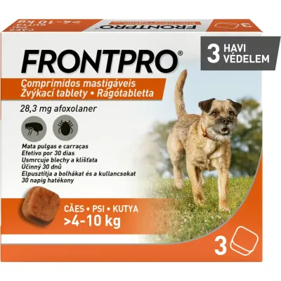 FRONTPRO, deparazitare externă câini, comprimate masticabile FRONTPRO, deparazitare externă câini, M(4 - 10kg), comprimate masticabile, 28mg x 3buc
