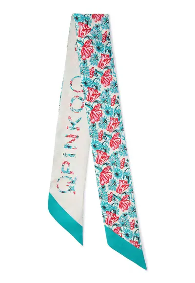 Esarfa cu model floral - Crem/Verde persan