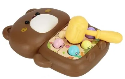 Joc pentru copii cu ciocănel Raya Toys – Ursuleț, maro