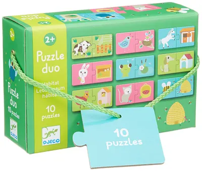 Puzzle educativ Djeco Duo din 20 de piese - Cine unde traieste?