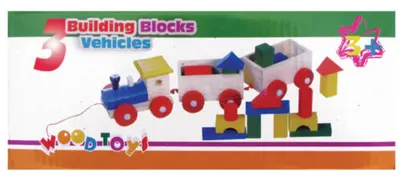 Tren didactic din lemn B-MAX, cu 2 vagoane