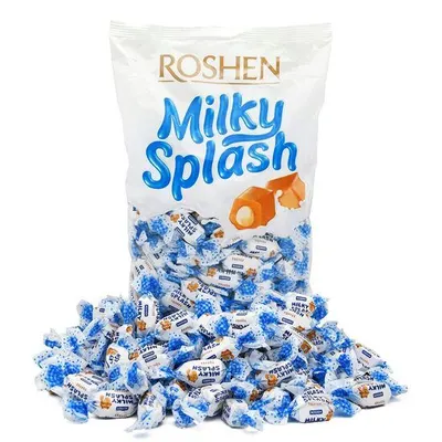 Caramele Milky Splash cu Umplutură de Lapte 1 Kg, Roshen – Pachet En-gros