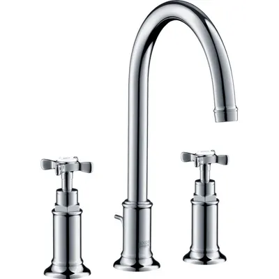Baterie lavoar baie crom cu 3 orificii si ventil pop-up Hansgrohe Axor Montreux 180