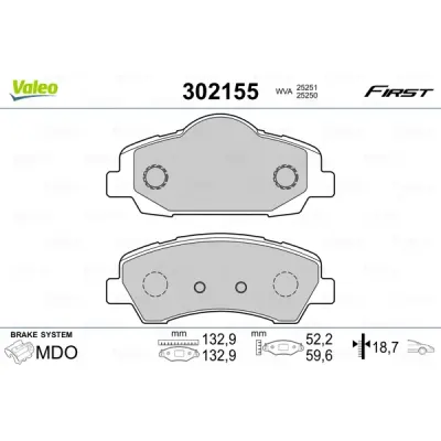 Set placute frana, frana disc VALEO 302155
