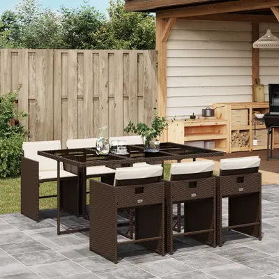 Gossi set mobilier de gradina cu perne, 7 piese, maro, poliratan