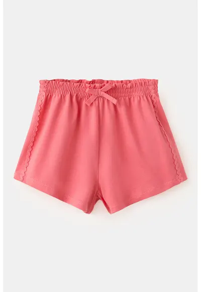 Pantaloni scurti de bumbac cu snur - Roz aprins