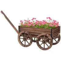 Outsunny Jardiniera tip roaba din lemn cu roti, Carucior rulant p | Aosom Romania