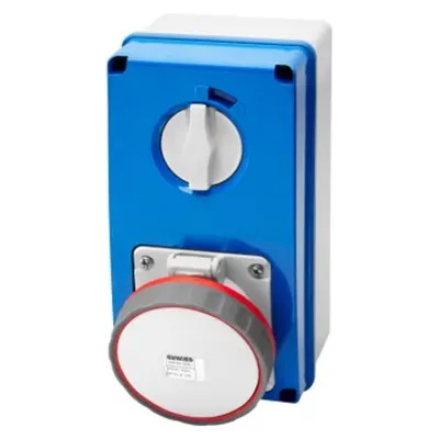 Priza industriala cu interblocaj verticala - WITH BOTTOM - WITHOUT FUSE-HOLDER BASE - 2P+E 63A 380-415V - 50/60HZ 9H - IP67