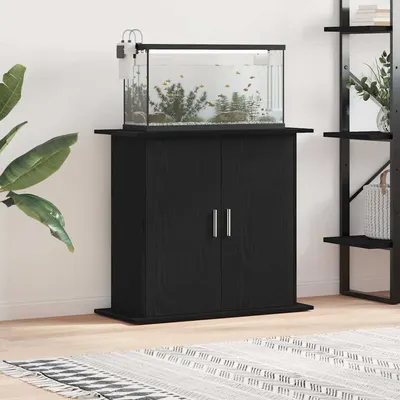 vidaXL Suport pentru acvariu, stejar negru, 81x36x73 cm, lemn stratificat