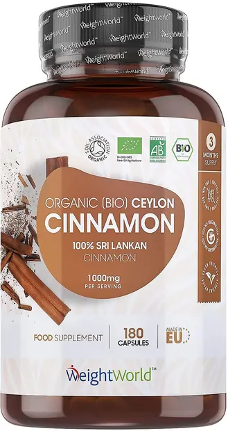 Organic Ceylon Cinnamon, 180 capsule, Weight World