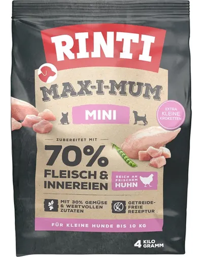 RINTI MAX-I-MUM Mini Adult Chicken hrana uscata caini adulti de talie mica, cu pui 4 kg